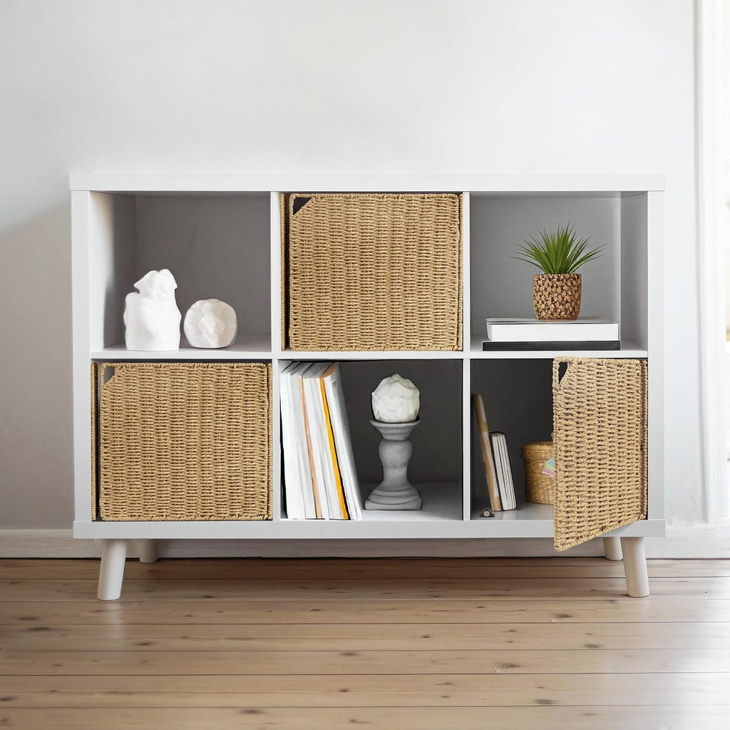 3 Pack Natural Straw Cube Storage Doors