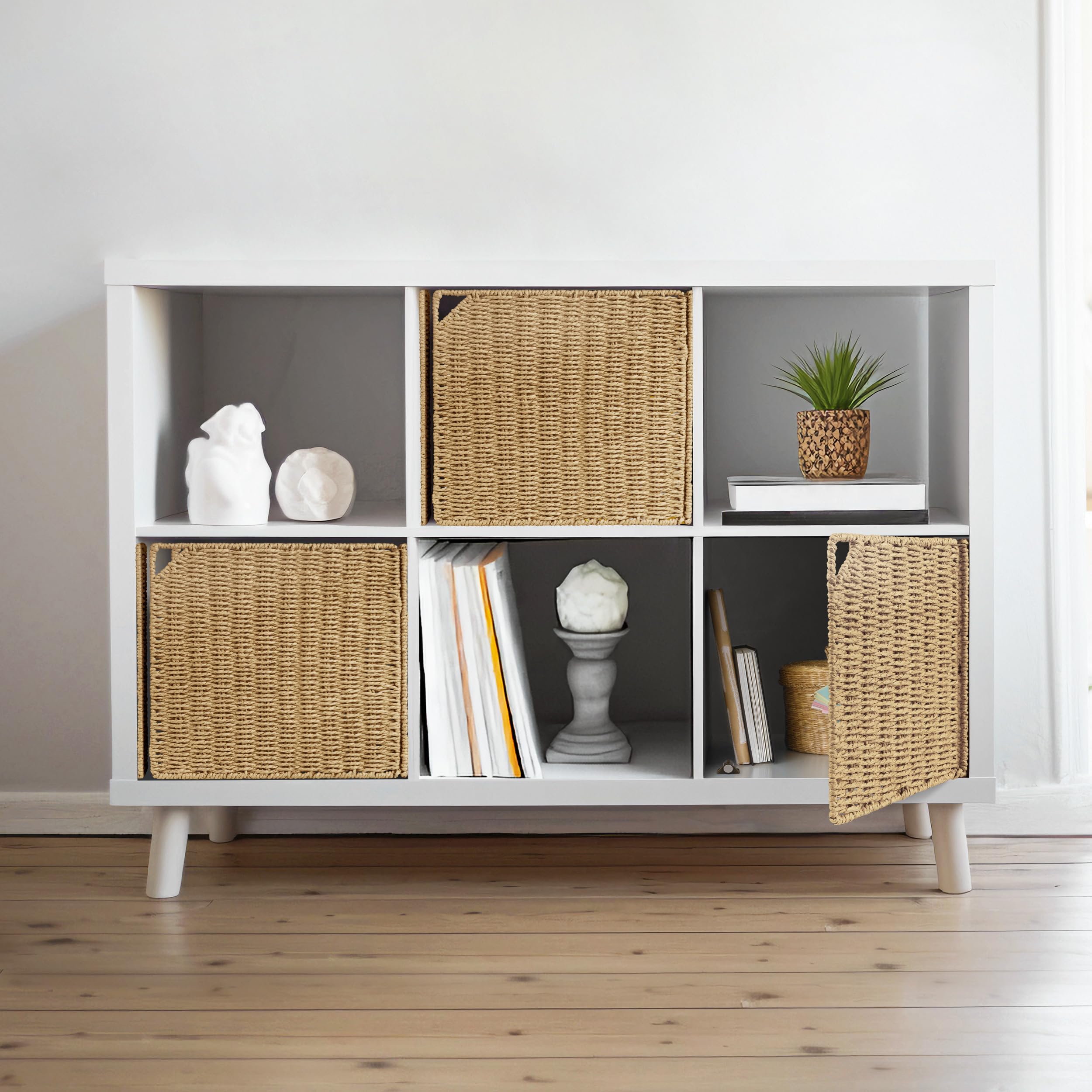 3 Pack Natural Straw Cube Storage Doors