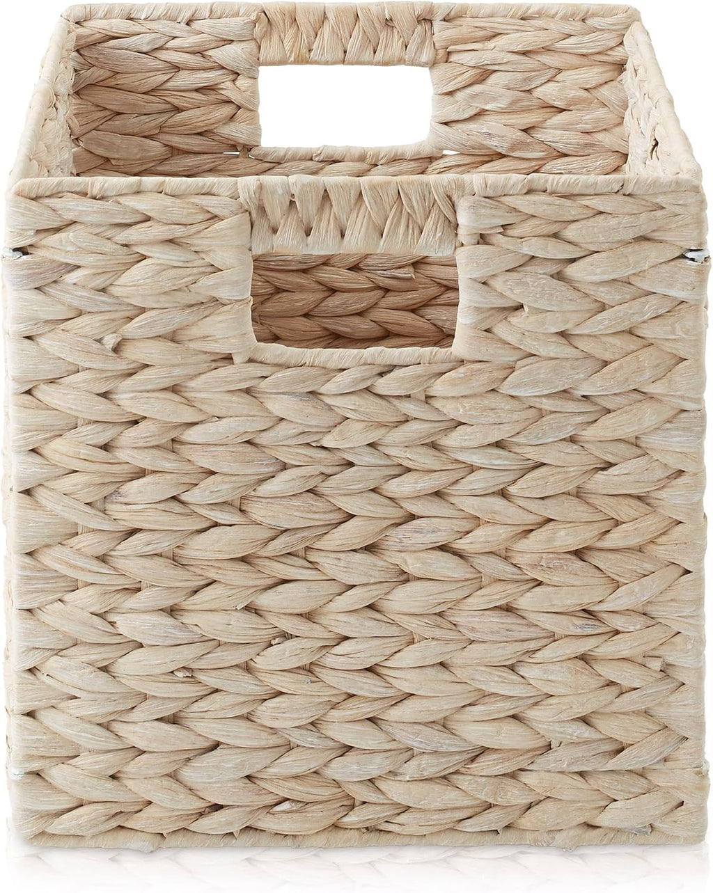 4 Pack Whitewash Hyacinth Cube Storage Baskets