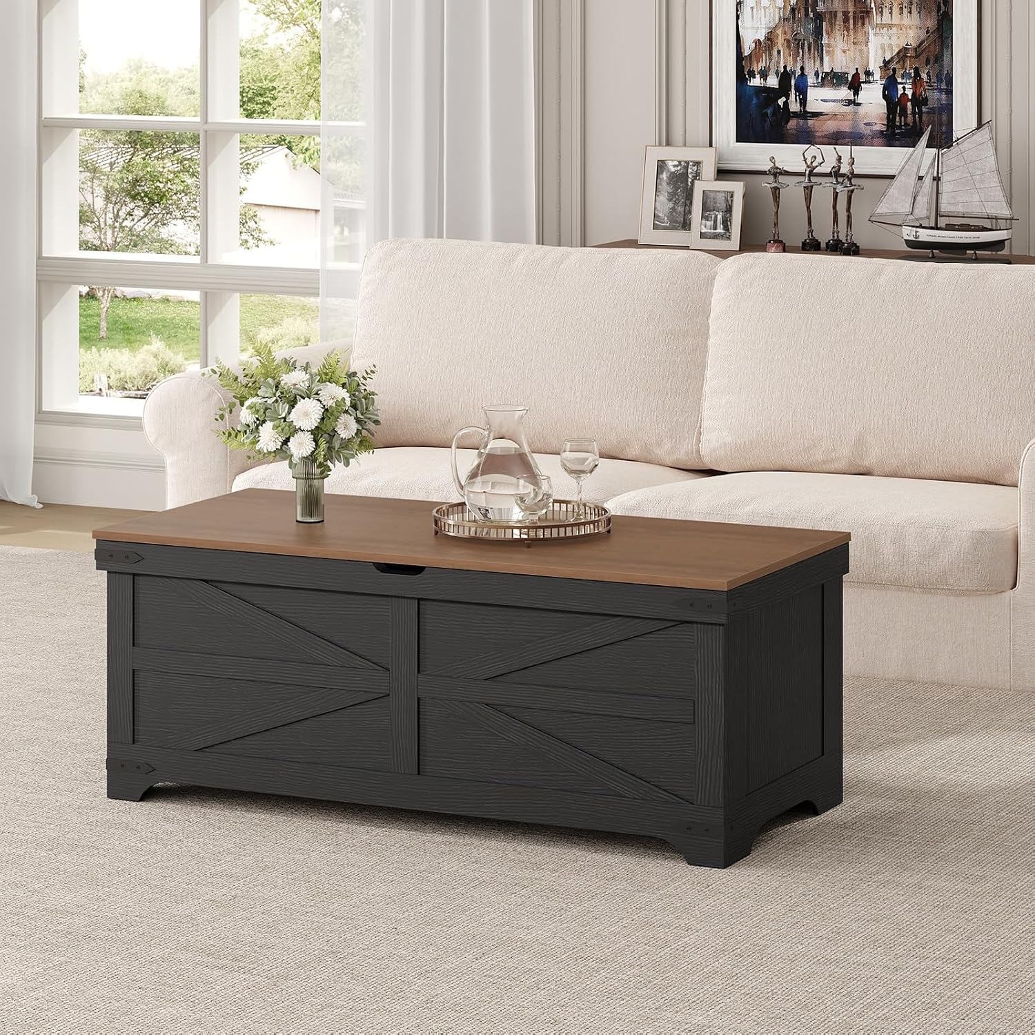 Black Walnut Farmhouse Toy Storage Bench