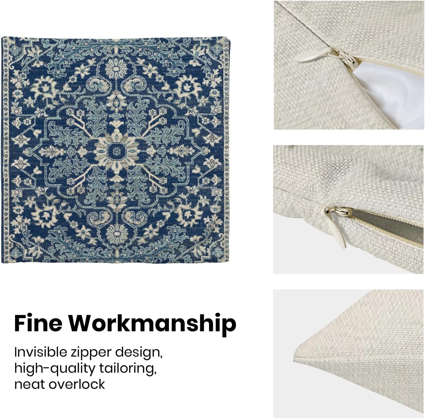 2 Pack Blue White Boho Pillow Covers