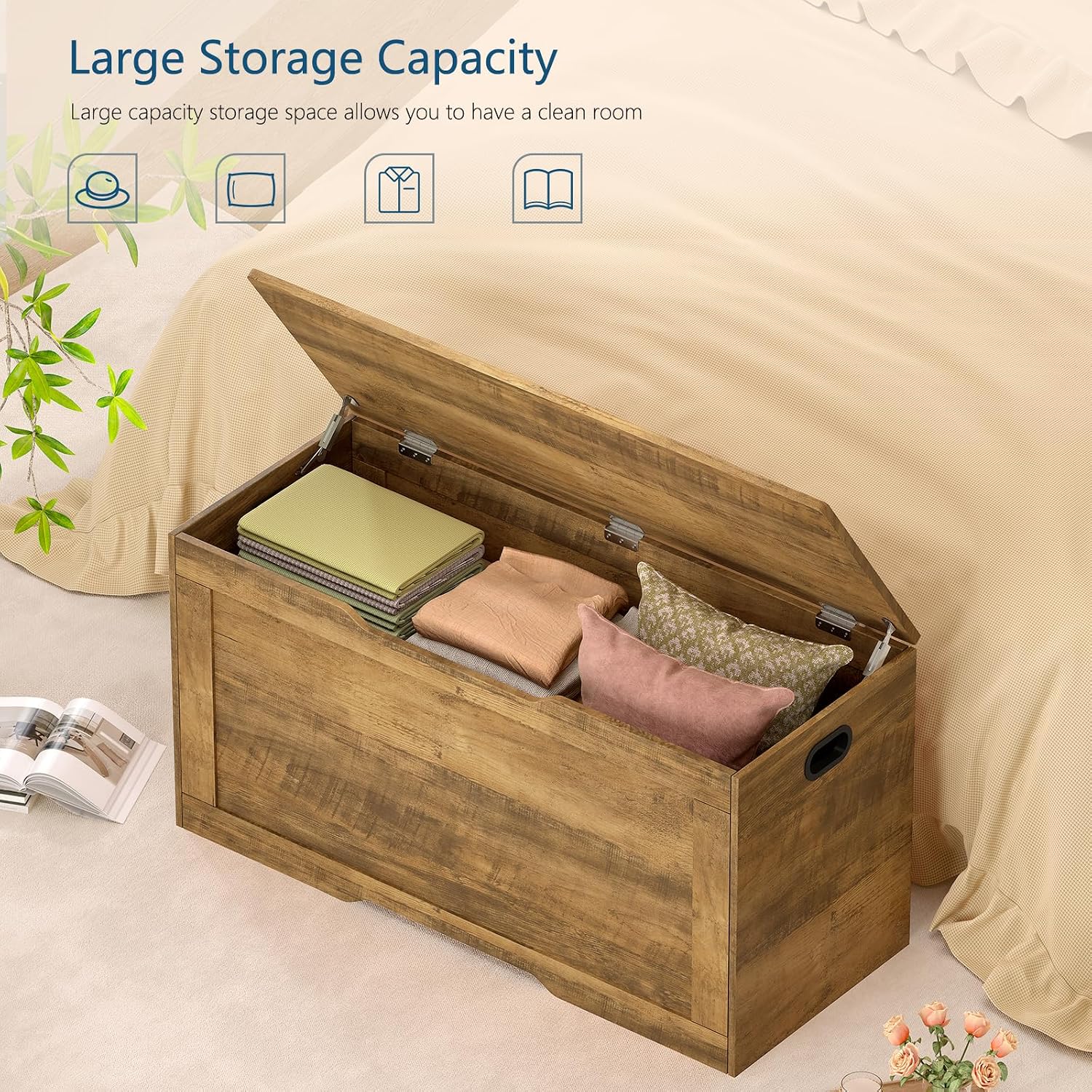 Honey Brown Lift Top Toy Storage Bench