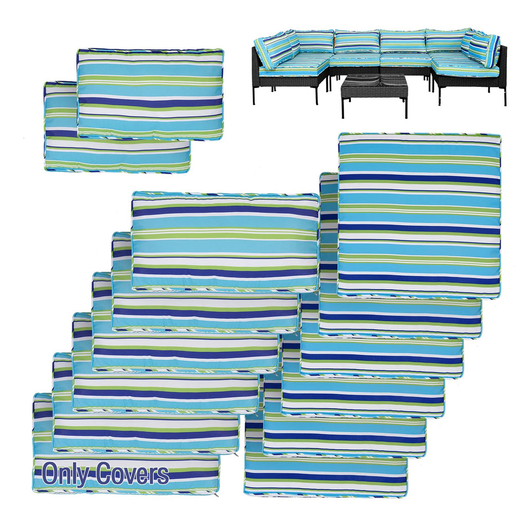 14Pcs Waterproof Zipper Patio Cushion Covers