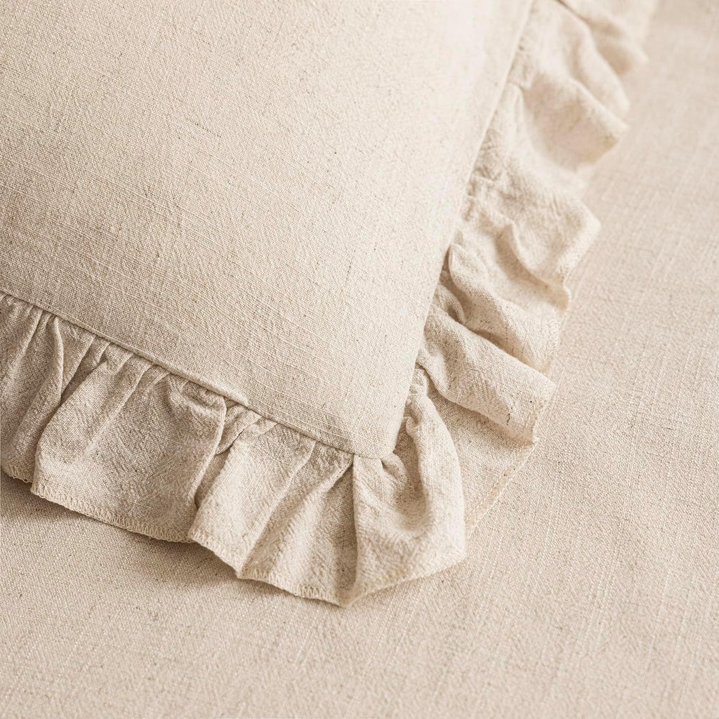 2 Pack Beige Ruffle Fringe Pillow Covers