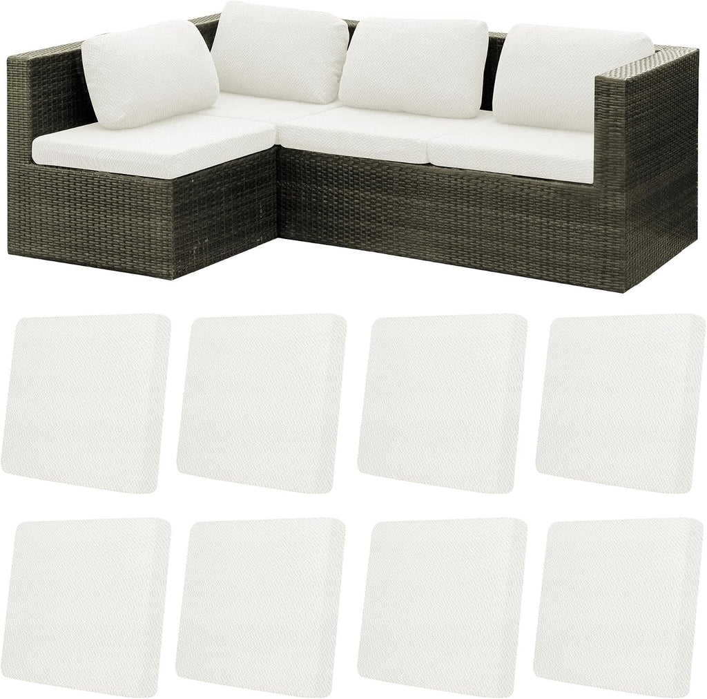 8Pcs White Stretch Washable Patio Cushion Covers