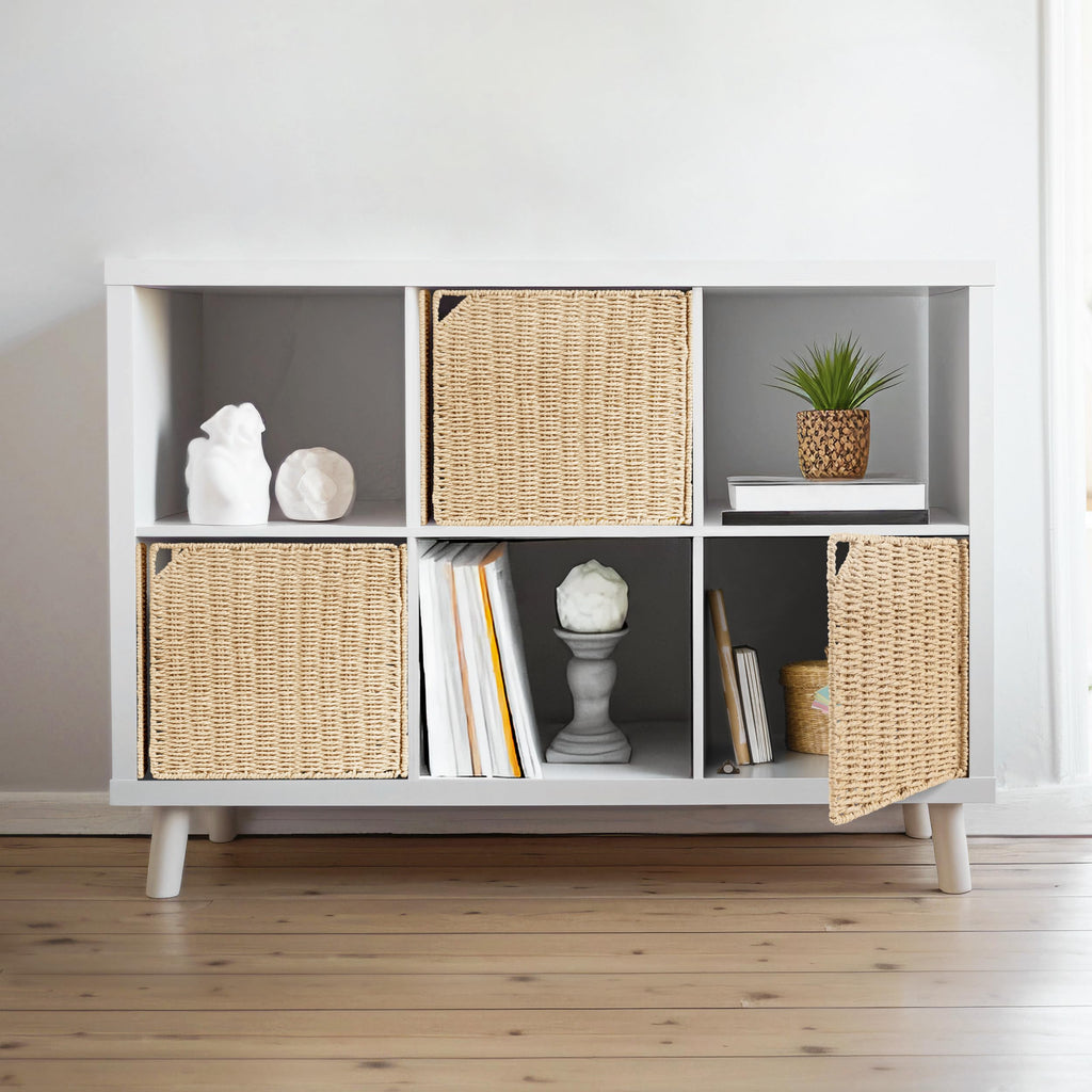 3 Pack Natural Straw Cube Storage Doors