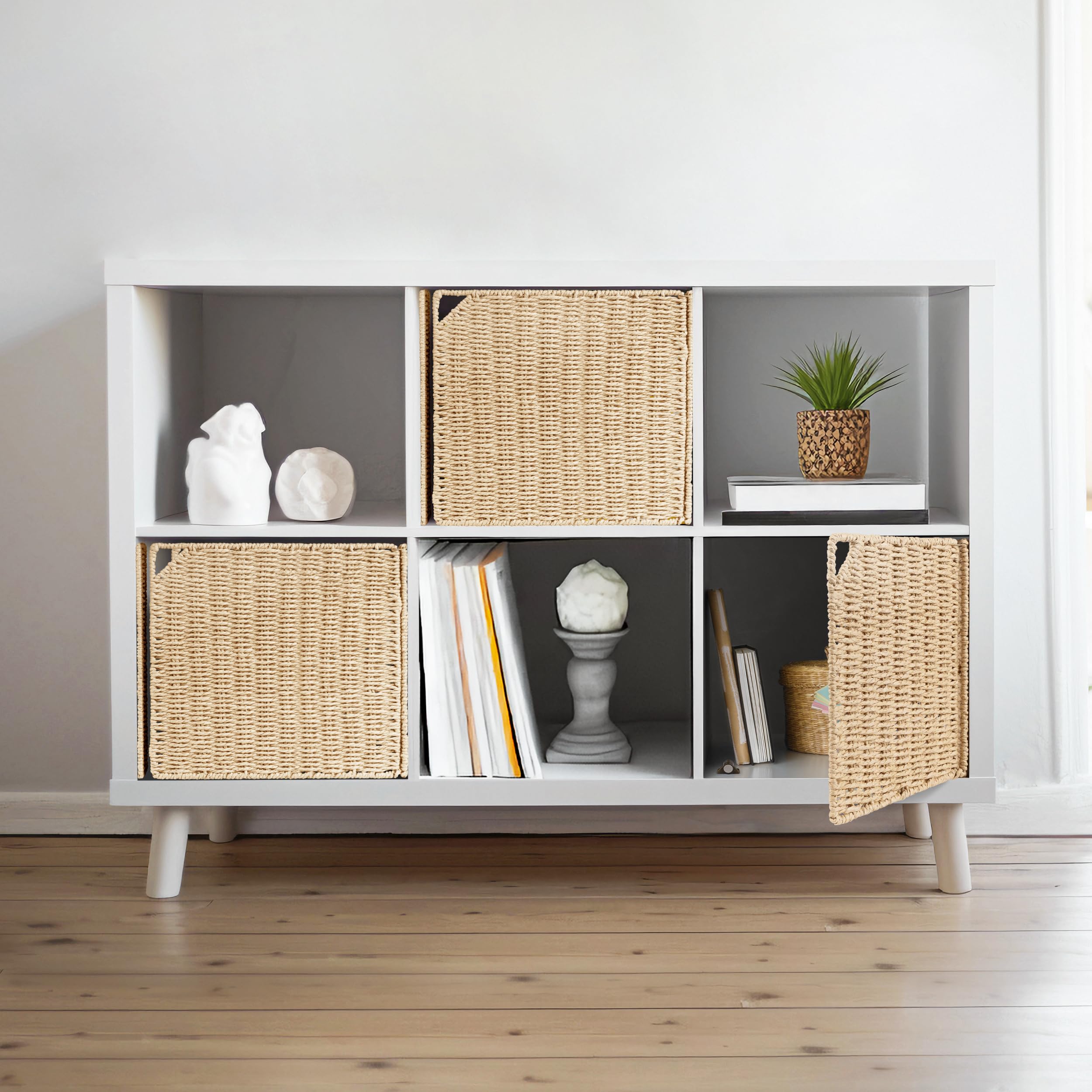 3 Pack Natural Straw Cube Storage Doors