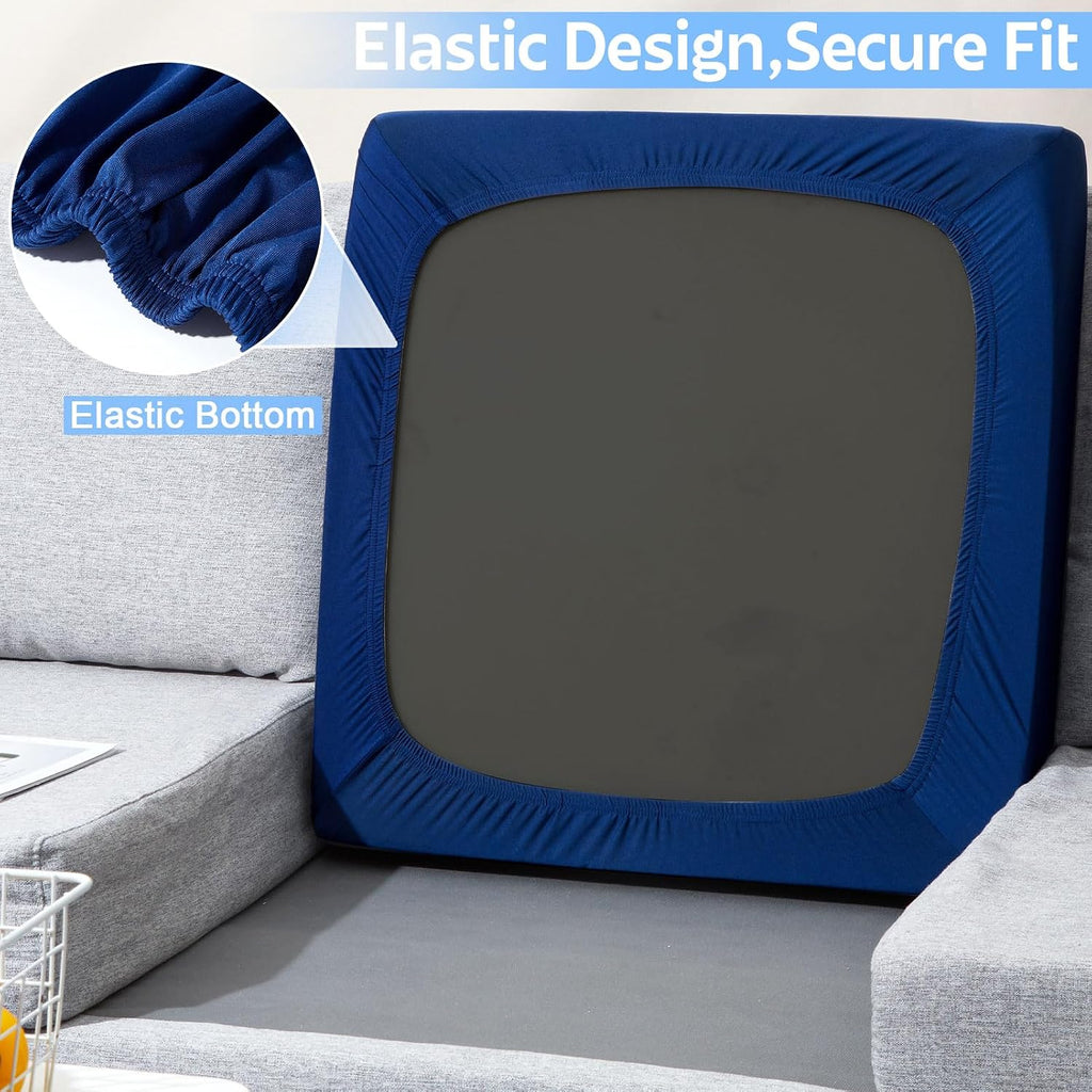 8Pcs Stretch Blue Patio Cushion Slipcovers