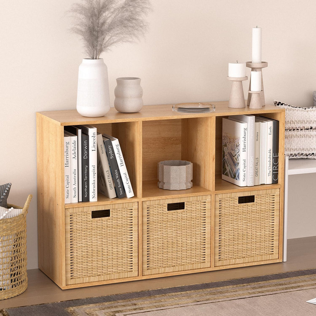 6 Cube Oak Wooden Cubby Storage Organizer