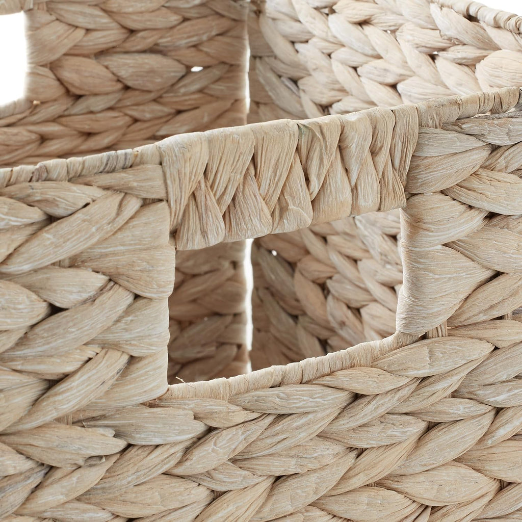 4 Pack Whitewash Hyacinth Cube Storage Baskets