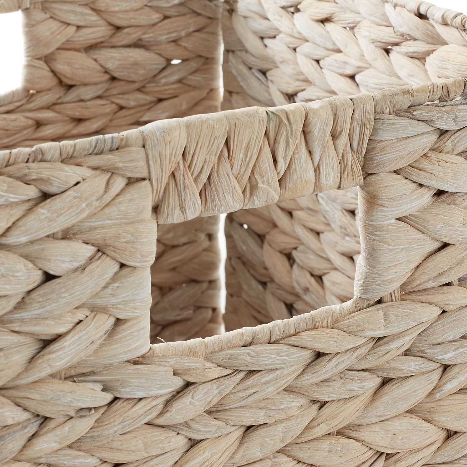 4 Pack Whitewash Hyacinth Cube Storage Baskets