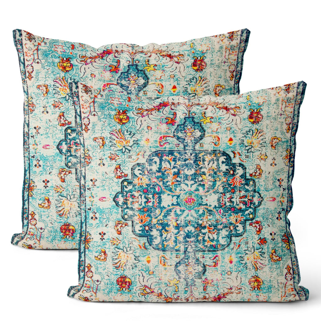 2 Pack Blue White Boho Pillow Covers