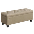 Slate Gray Linen Storage Ottoman Bench