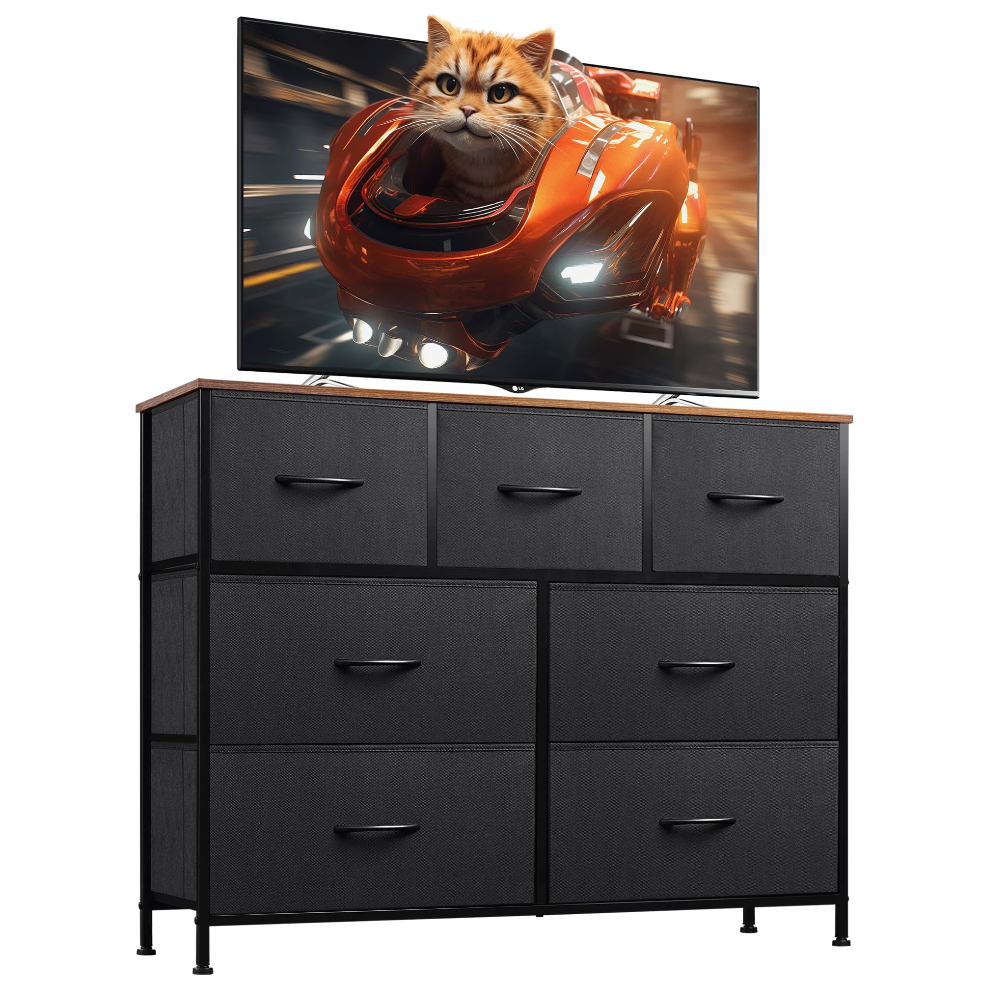 7 Drawers Rustic TV Stand Dresser Console