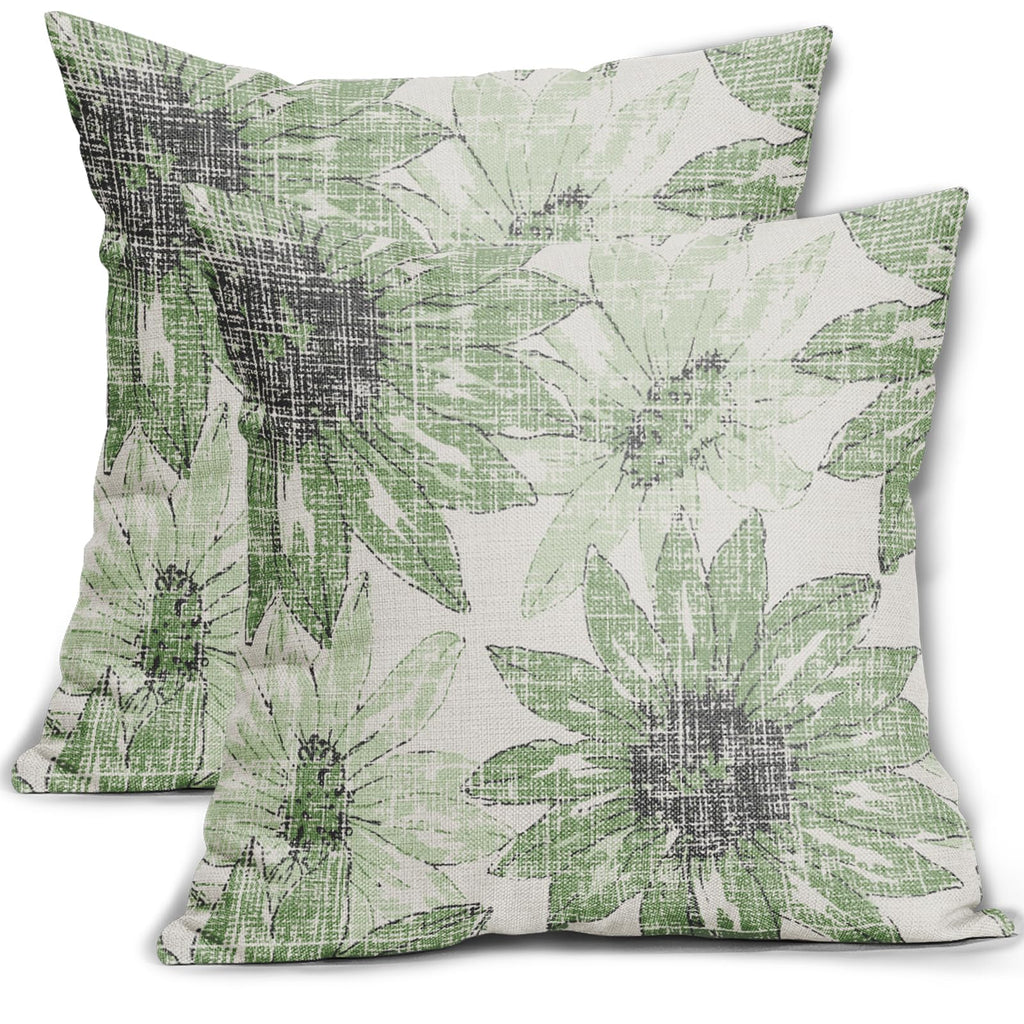 2 Pack Sunflower Floral Linen Pillow Covers