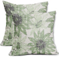 2 Pack Sunflower Floral Linen Pillow Covers