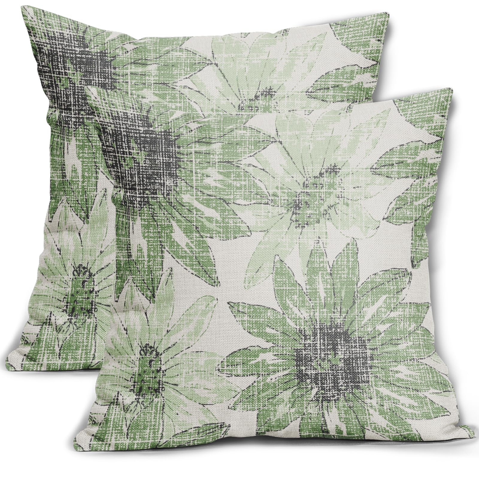 2 Pack Sunflower Floral Linen Pillow Covers
