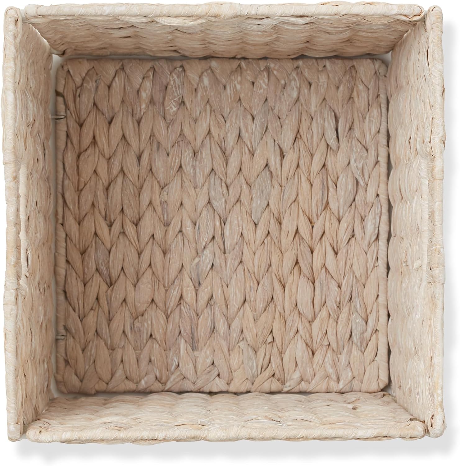 4 Pack Whitewash Hyacinth Cube Storage Baskets