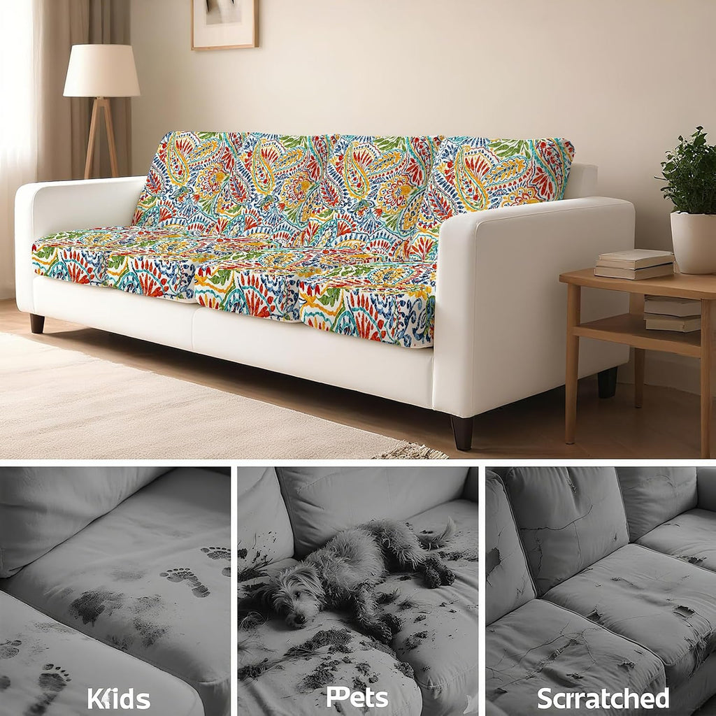 8Pcs Paisley Stretch Patio Cushion Slipcovers