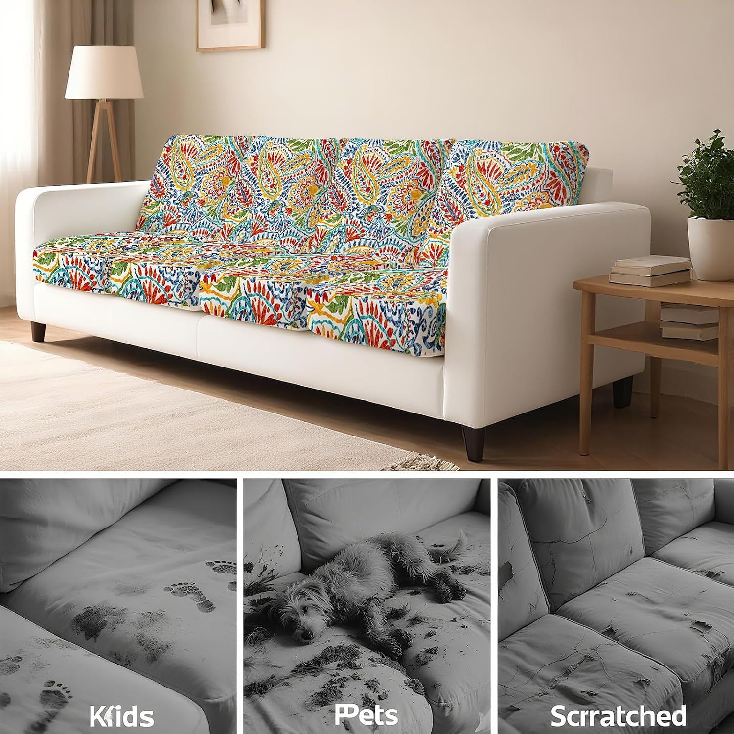 8Pcs Paisley Stretch Patio Cushion Slipcovers