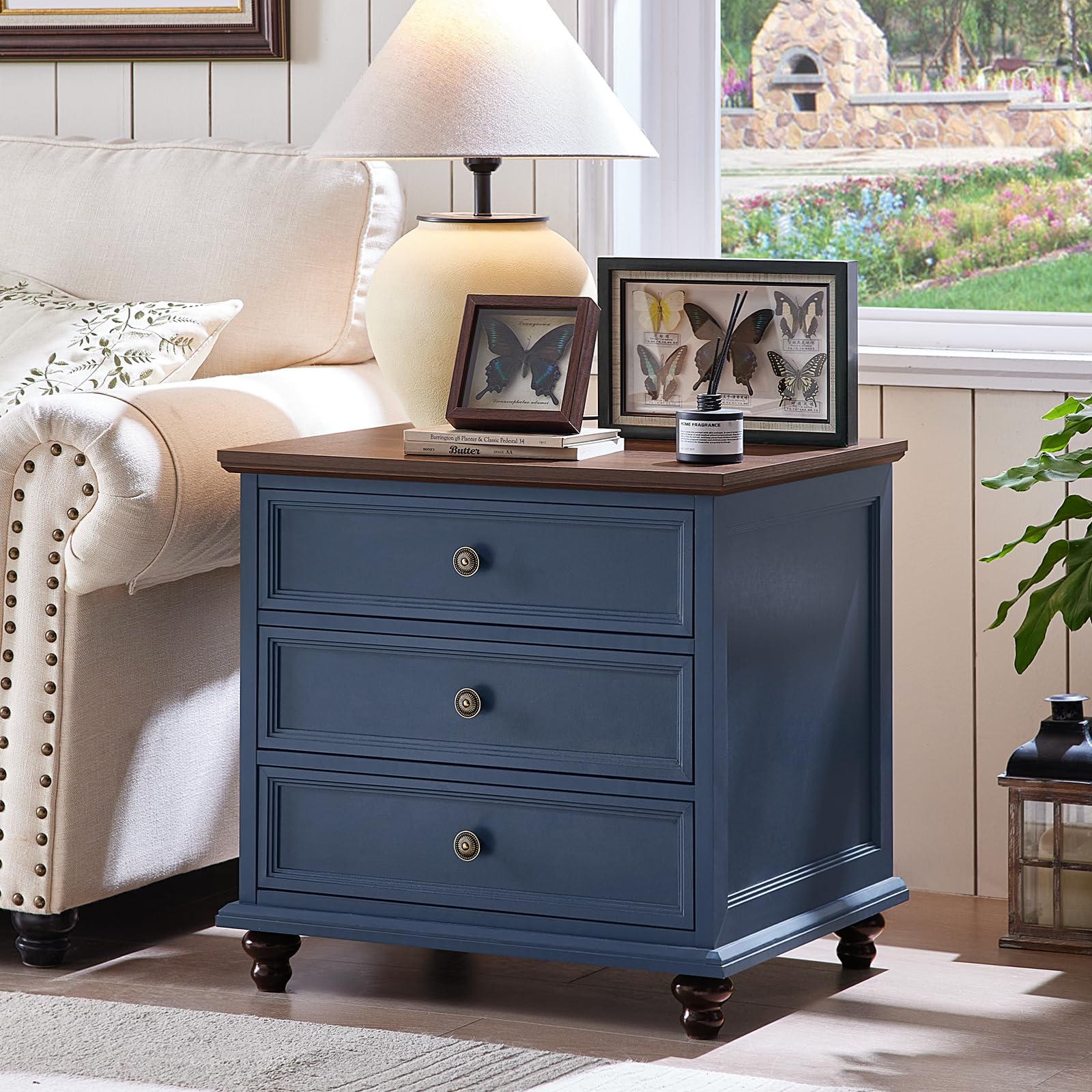 Navy Blue Farmhouse 5 Drawer Dresser
