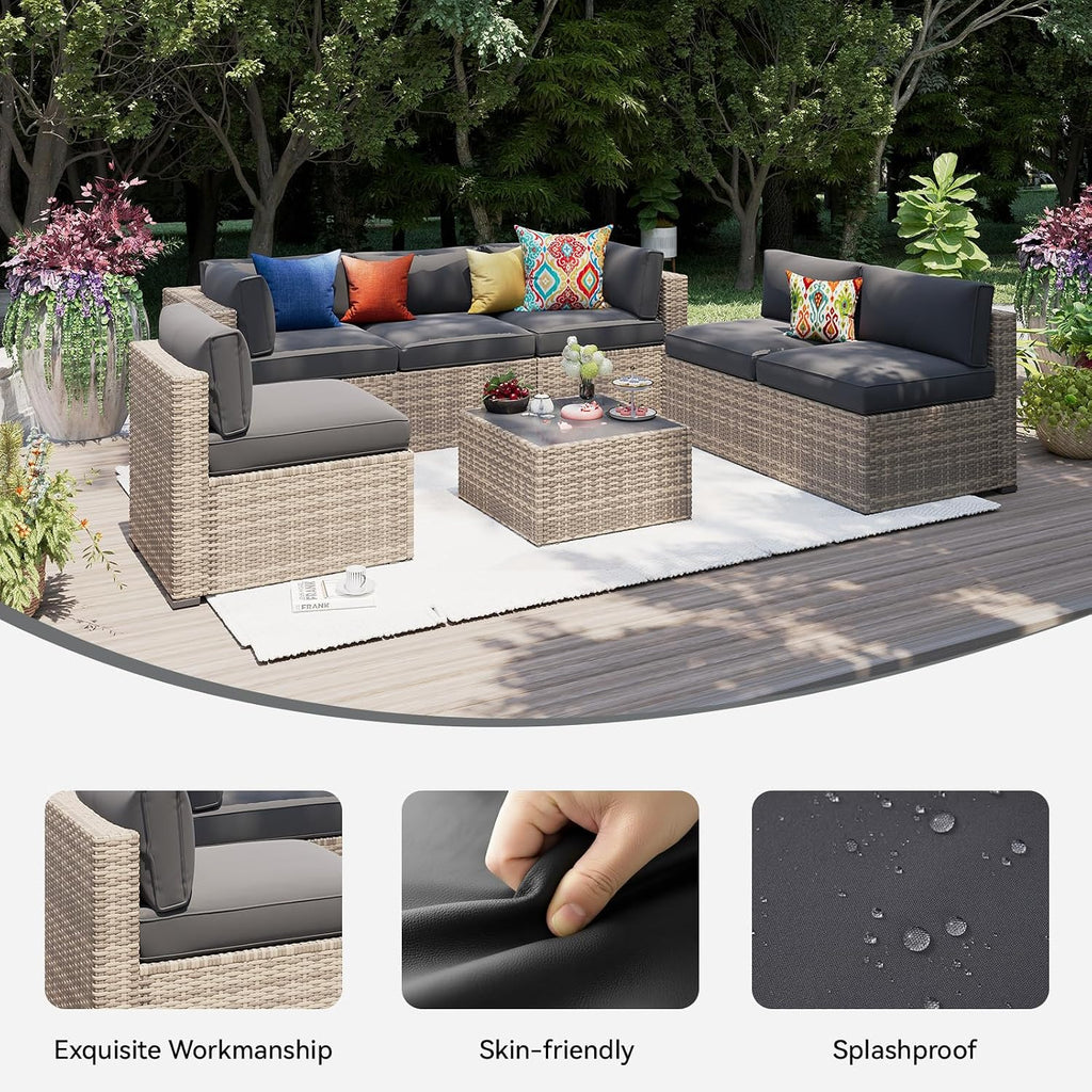 14Pcs Grey Waterproof Zipper Patio Cushion Covers