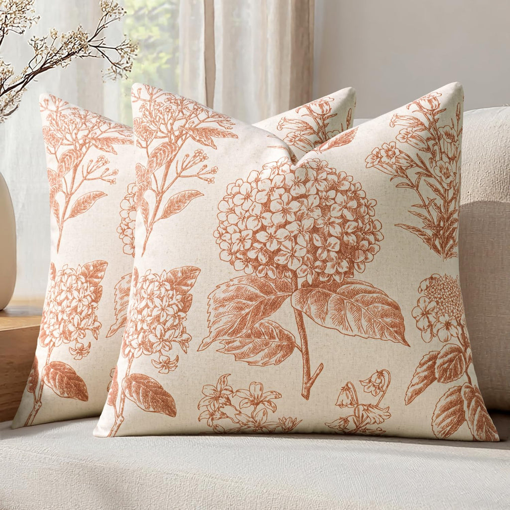 2 Pack Blue Hydrangea Floral Pillow Covers