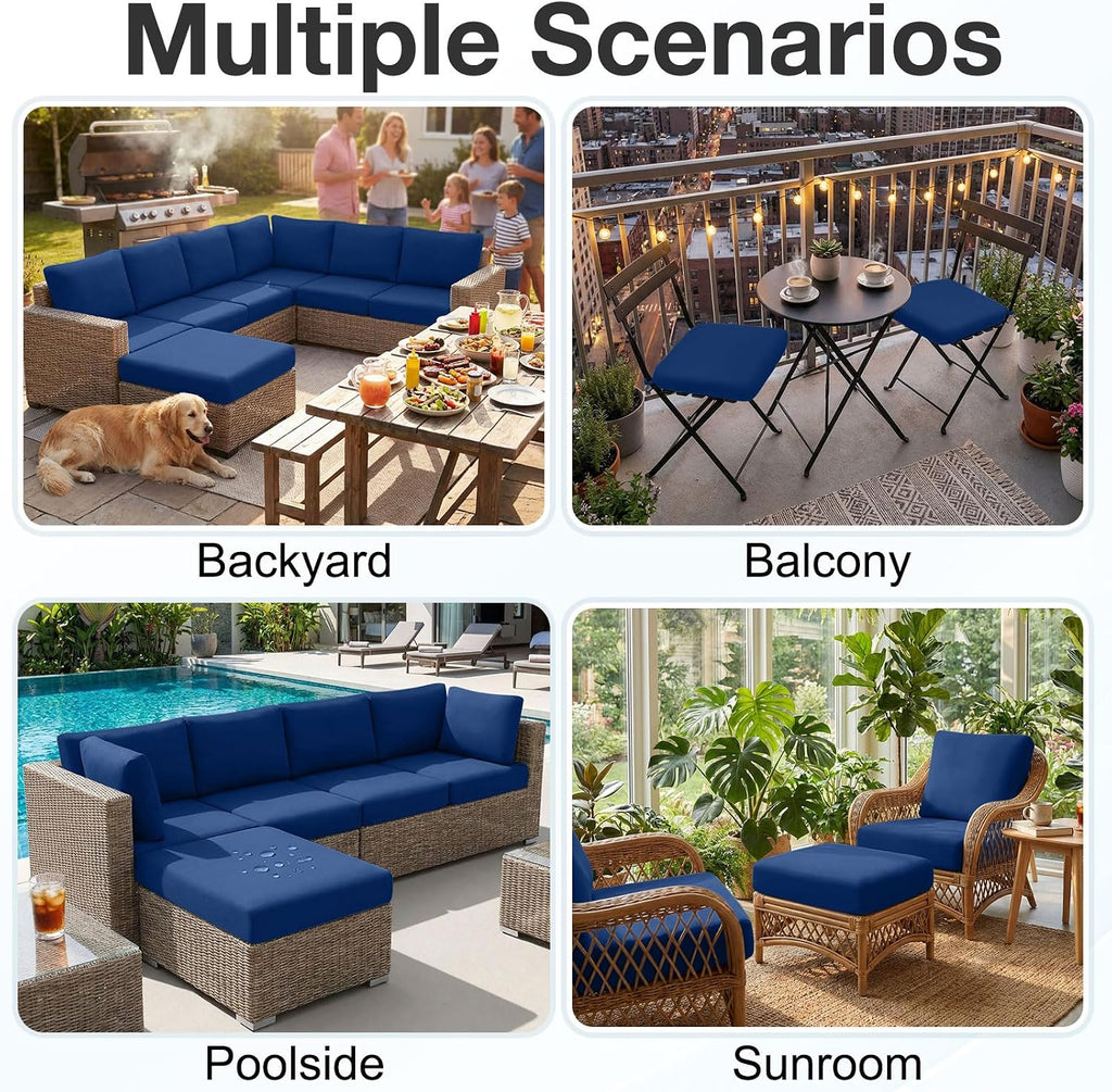8Pcs Navy UV Waterproof Cushion Slipcovers
