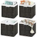 4 Pack Waterproof Imitation Wicker Cube Baskets