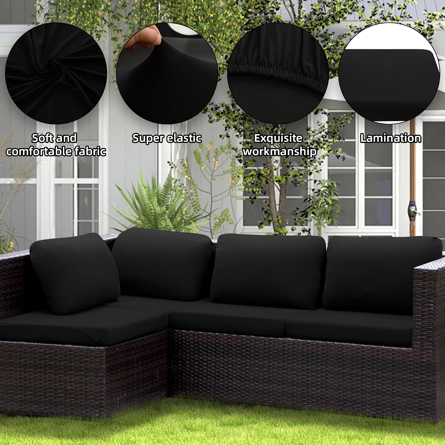 8PCS Patio Sofa Sectional Cushion Covers