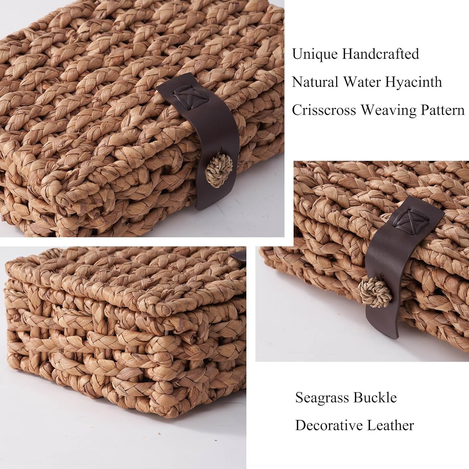 2 Pack Lidded Water Hyacinth Storage Baskets