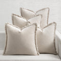4 Pack Fringe Neutral Linen Pillow Covers