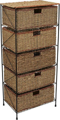 5 Drawer Seagrass Wicker Storage Tower