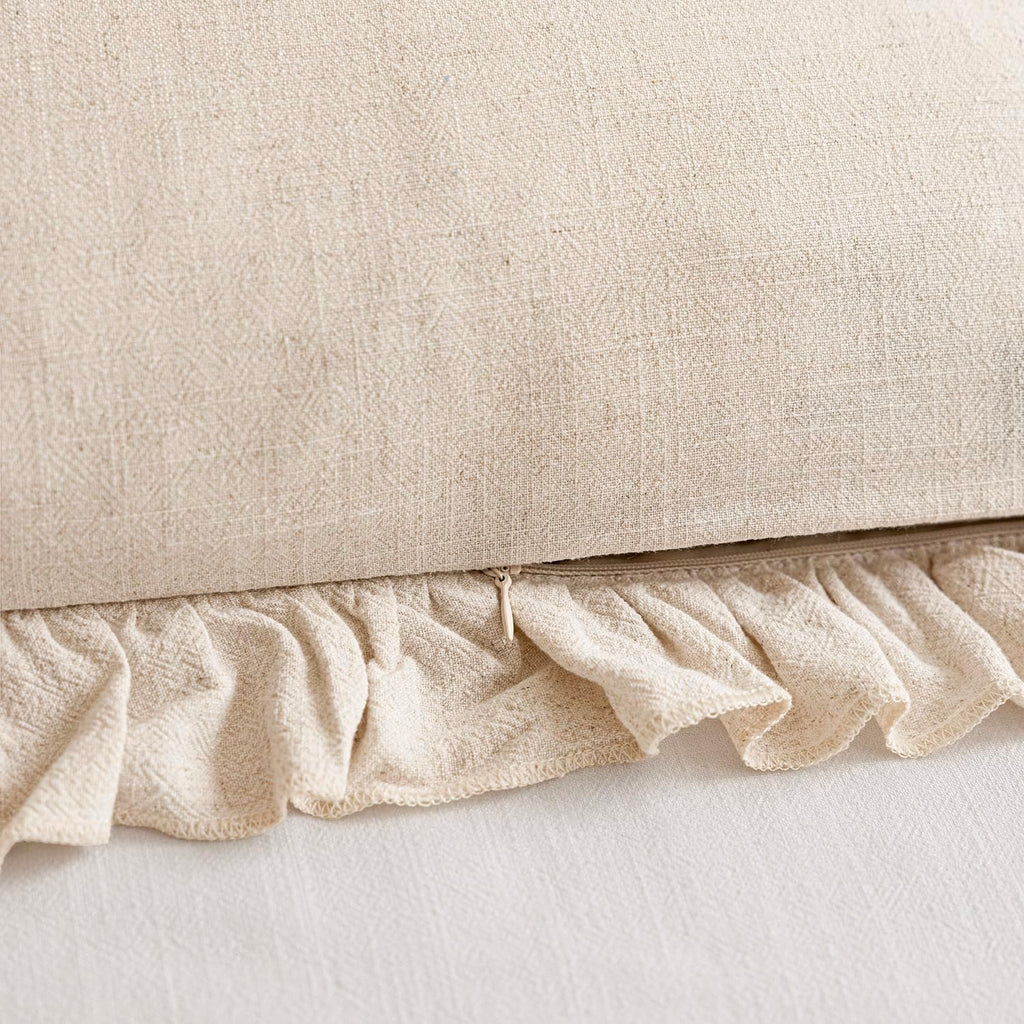 2 Pack Beige Ruffle Fringe Pillow Covers