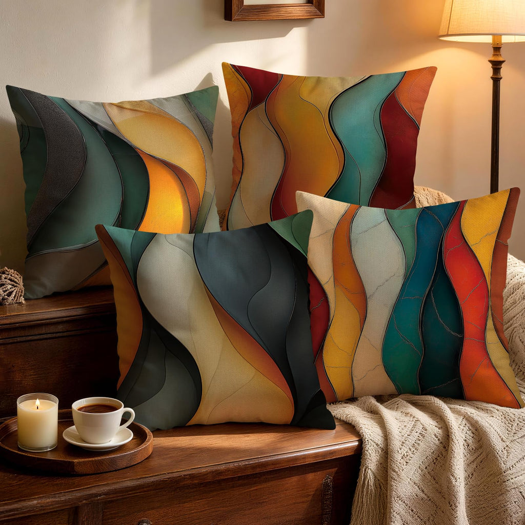 4 Pack Green Botanical Lily Pillow Covers