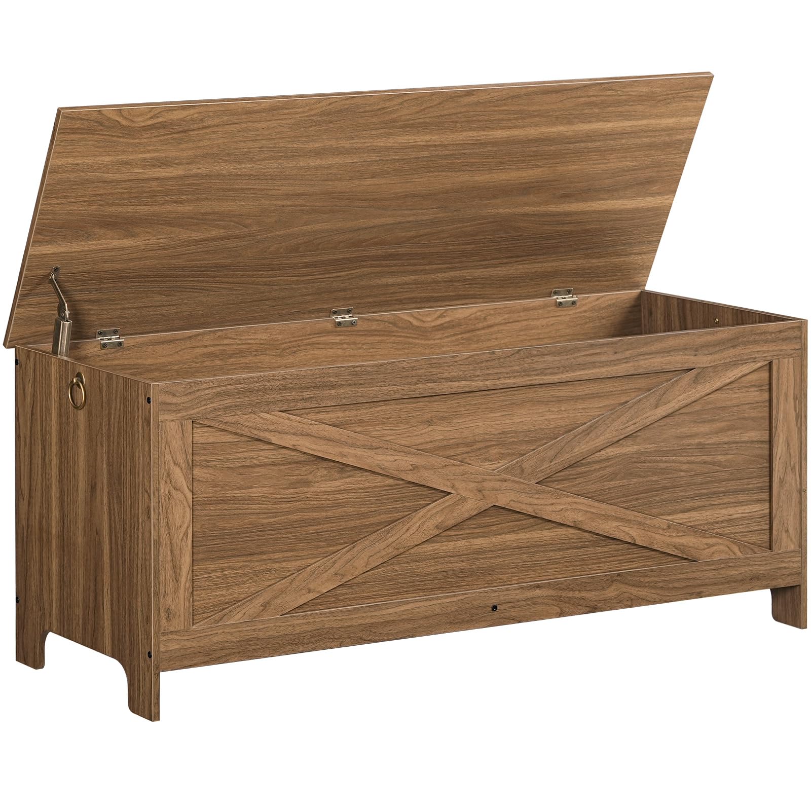 White Lid Safety Hinge Storage Bench Chest