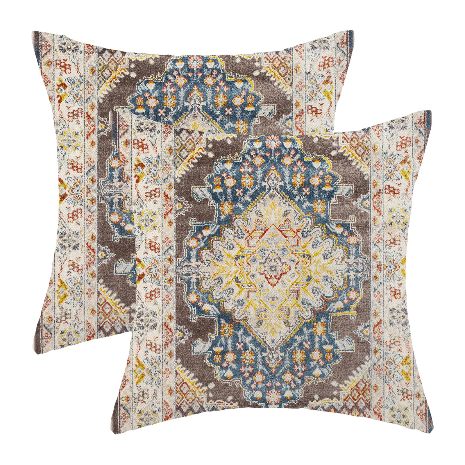 2 Pack Blue White Boho Pillow Covers