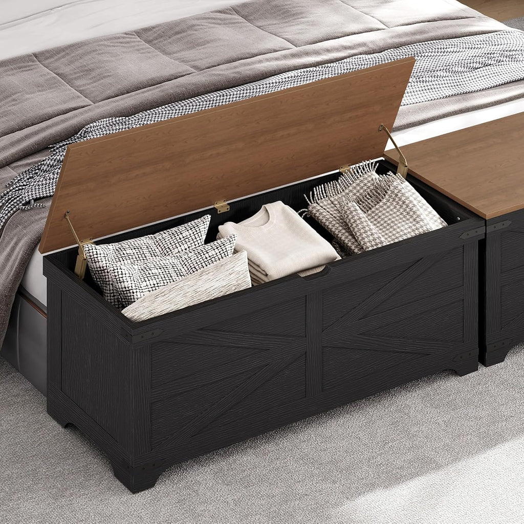 Black Walnut Farmhouse Toy Storage Bench