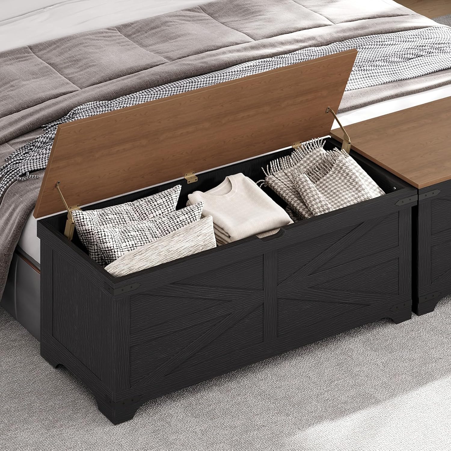 Black Walnut Farmhouse Toy Storage Bench