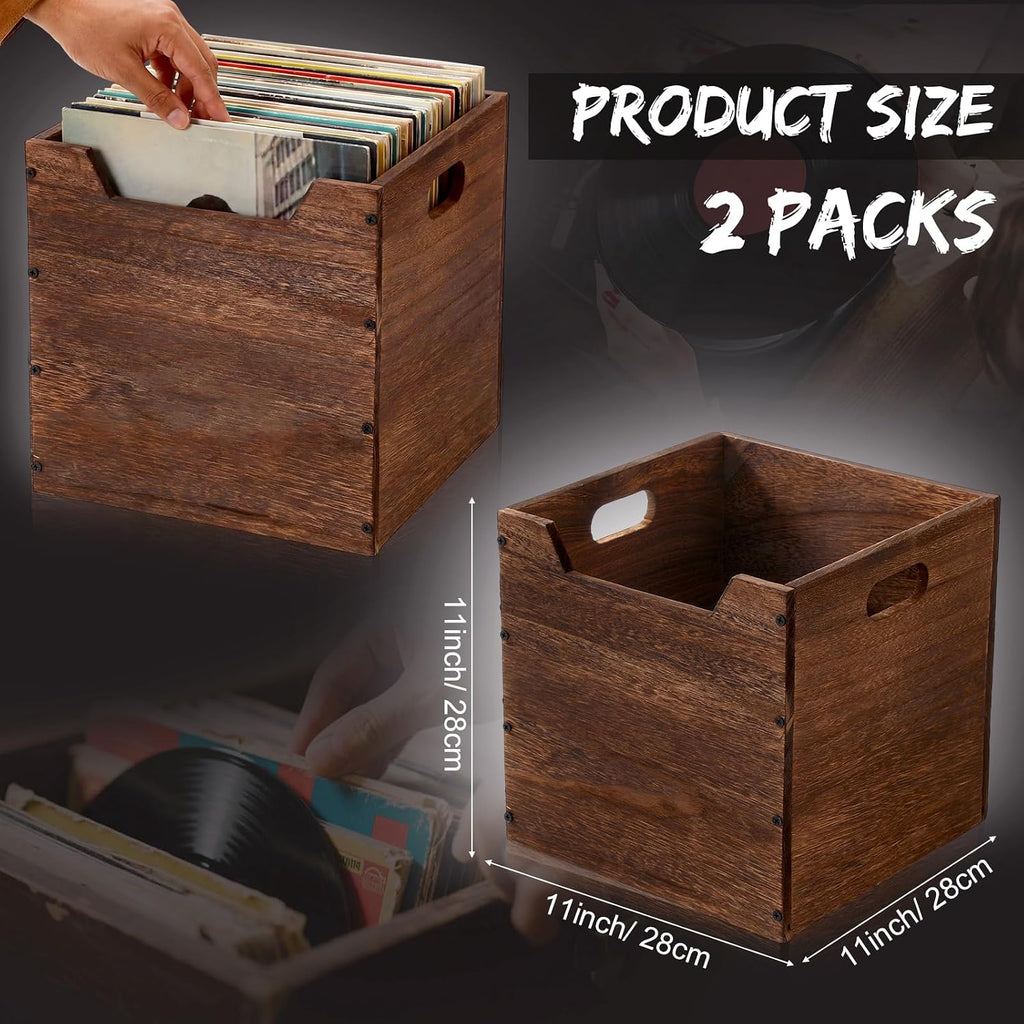 2 Pack Stackable Wooden Cube Storage Bins