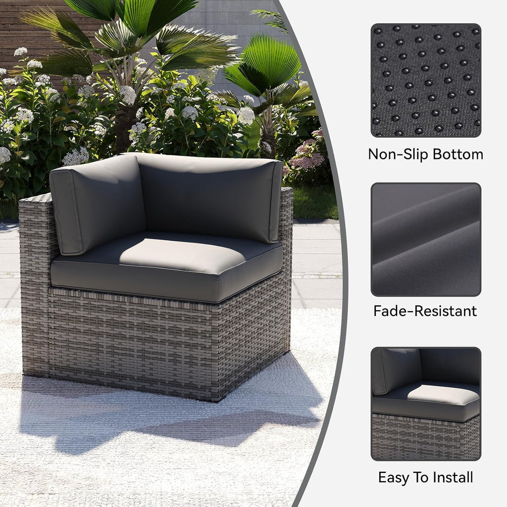 14Pcs Grey Waterproof Zipper Patio Cushion Covers