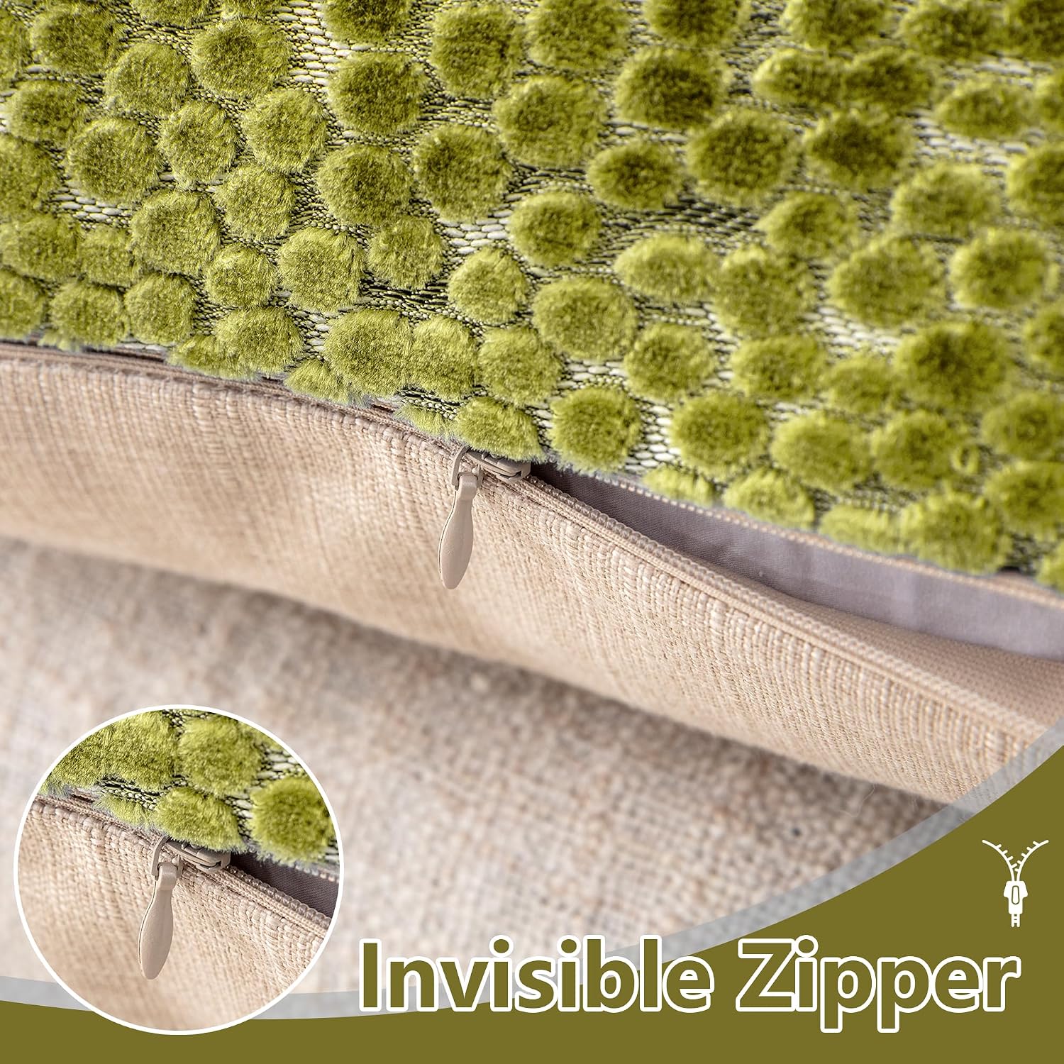 2 Pack Olive Jacquard Velvet Pillow Covers
