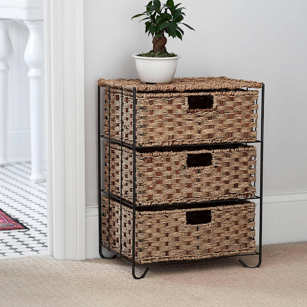 3 Drawer Seagrass Wicker Storage Unit
