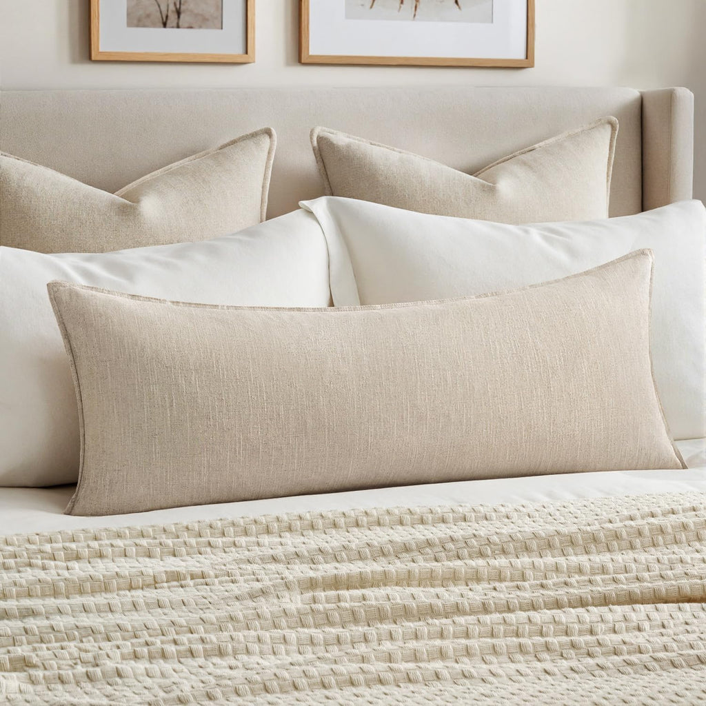 1 Pack Beige Boho Lumbar Pillow Cover