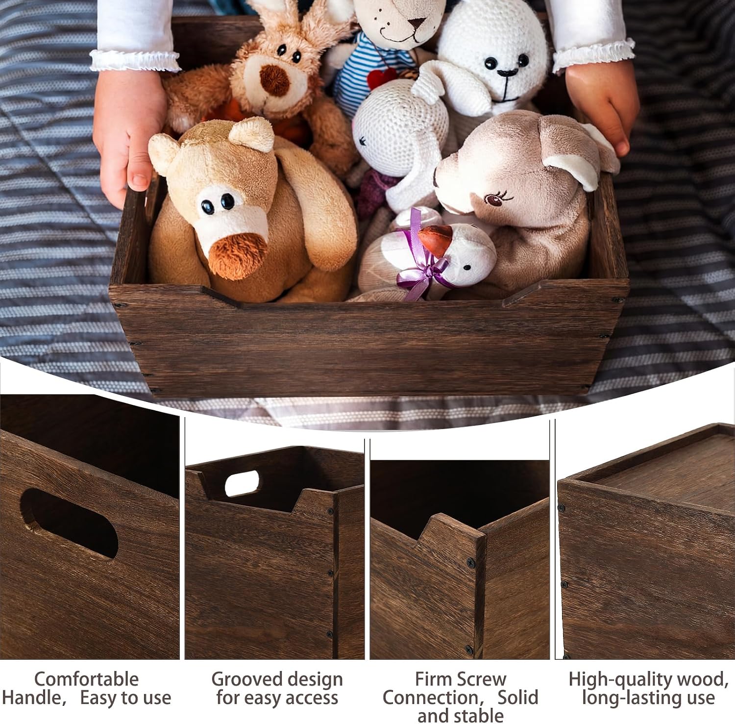 2 Pack Stackable Wooden Cube Storage Bins