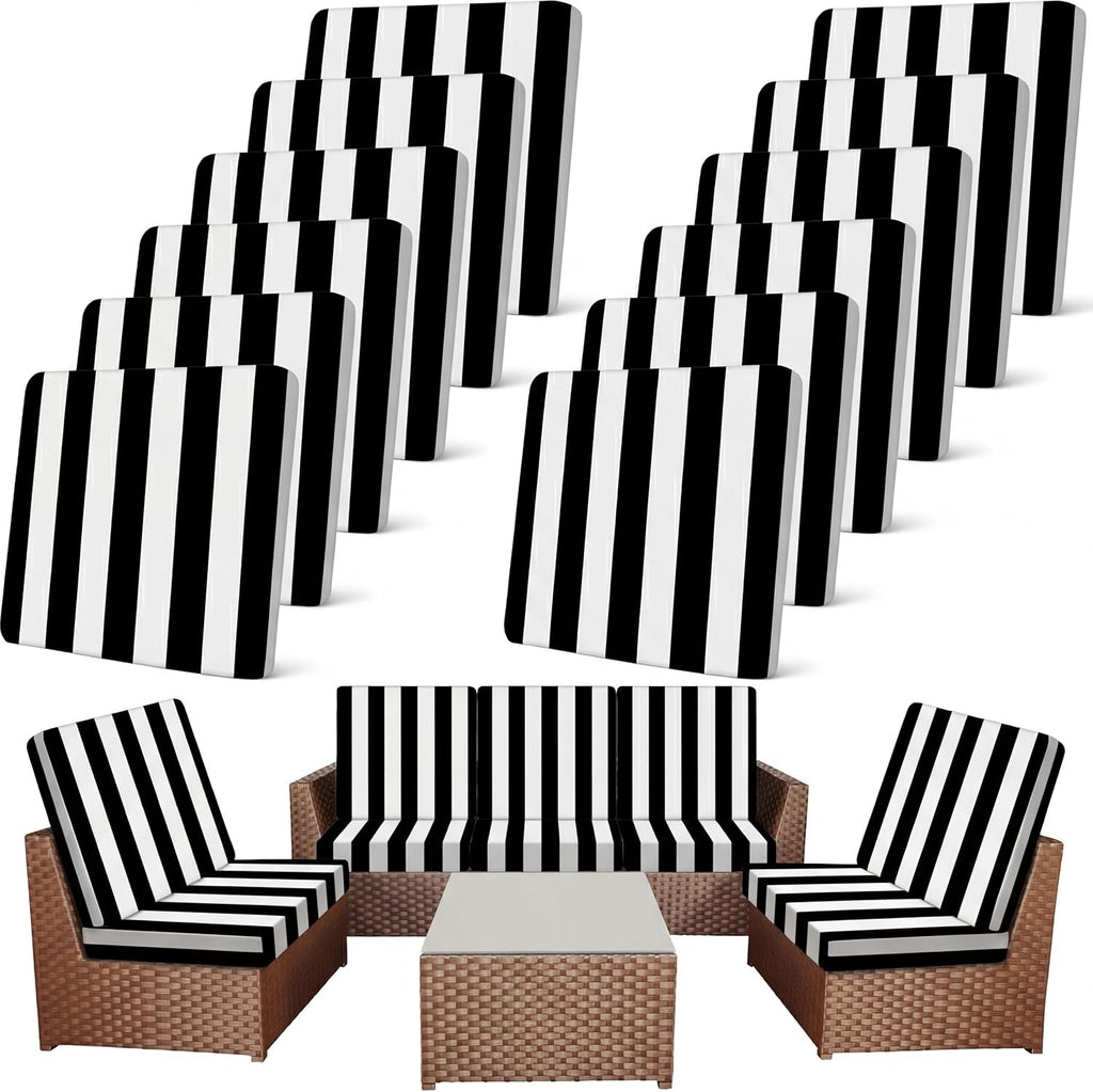 12Pcs Black White Striped Stretch Cushion Covers