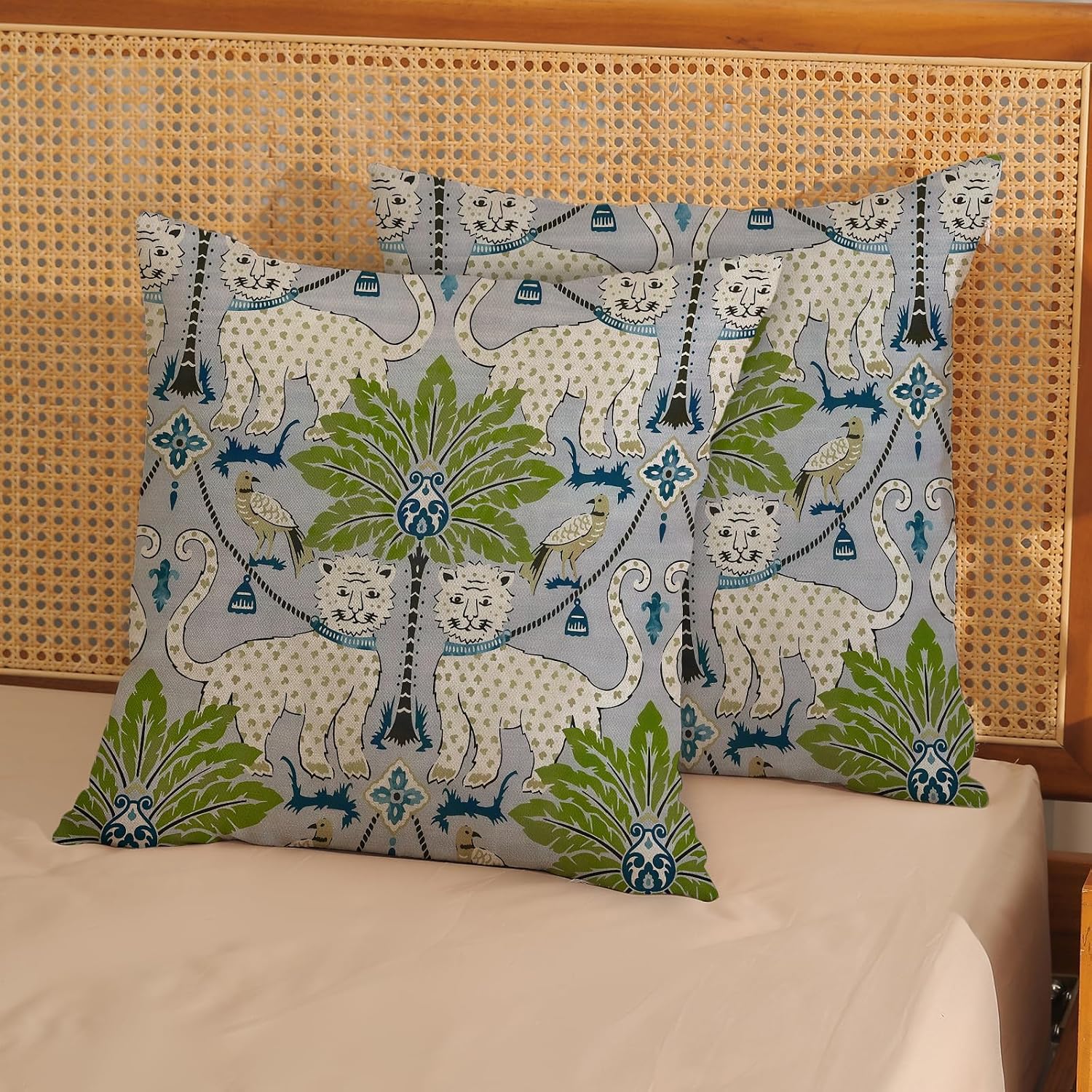 2 Pack Tropical Leopard Boho Pillow Covers