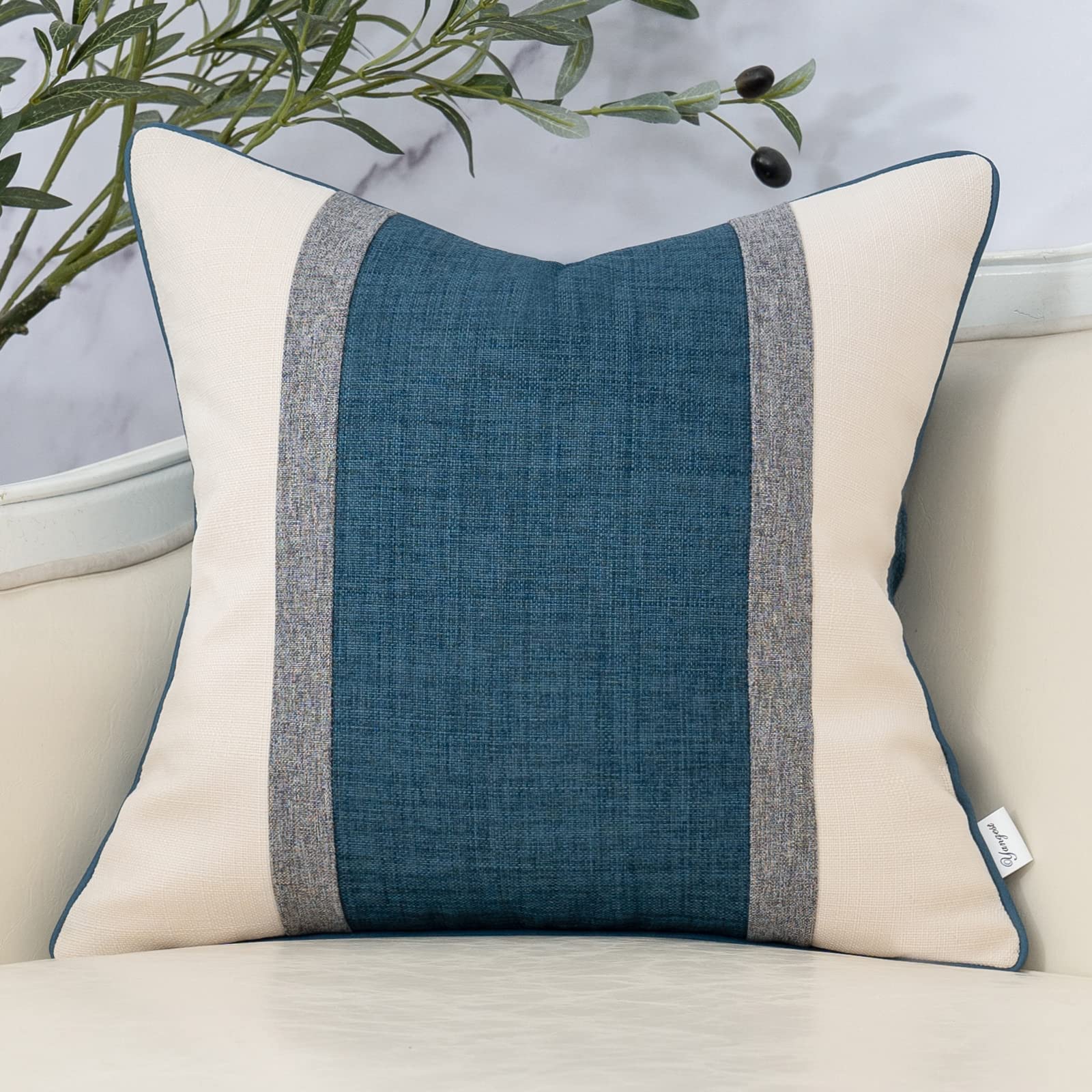 Brown Patchwork Cotton Linen Pillow Cover