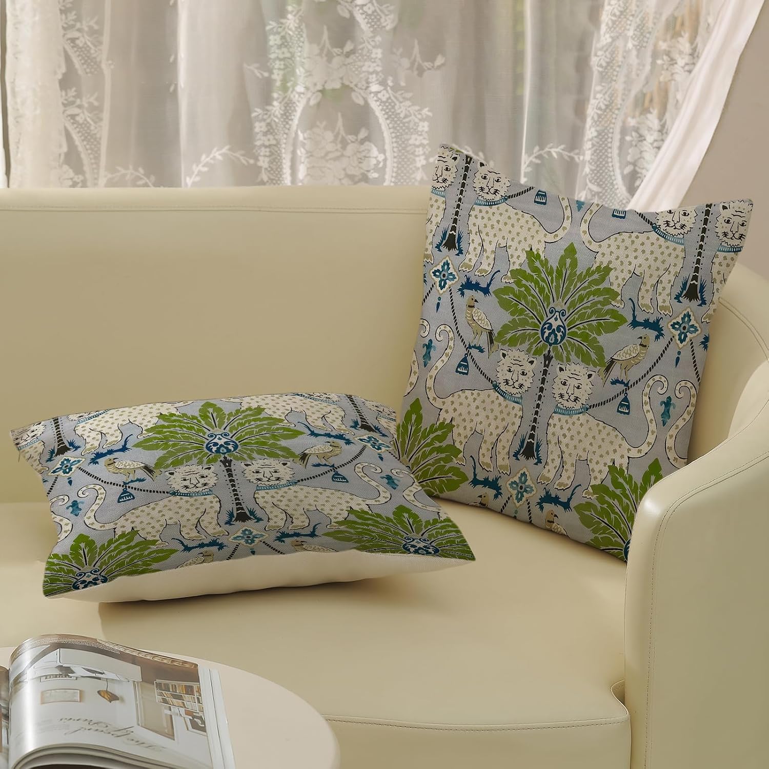2 Pack Tropical Leopard Boho Pillow Covers