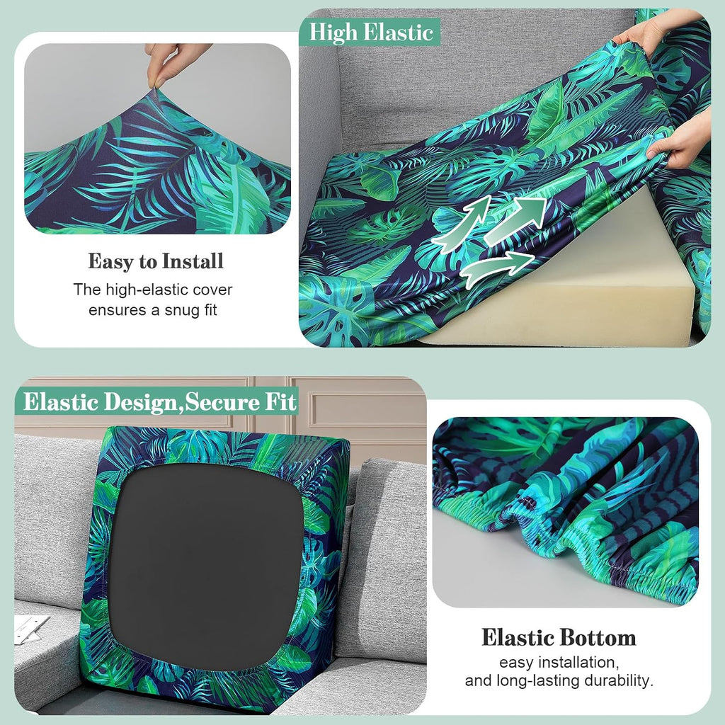 8Pcs Palm Leaf Stretch Patio Cushion Slipcovers